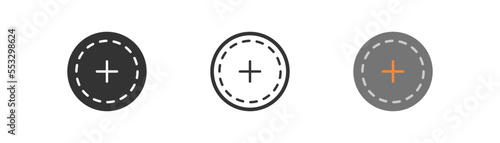 Plus outline icon. Add item symbol. Medical sign, positive concept. Web ui sign.  Simple flat design.
