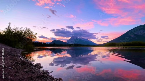 Colorful Sunrise Timelapse Over Mountain