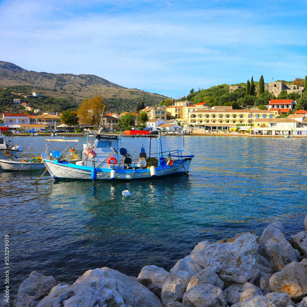 Kassiopi resort, Corfu (Kerkyra island) ., picturesque summer view, amazing coast popular island of Greece - Corfu ...exclusive - this image sell only on adobe stock