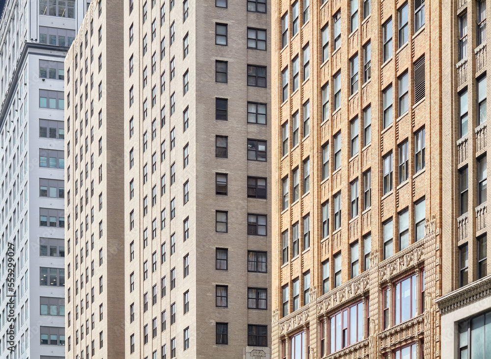 New York City skyscrapers facades, USA.