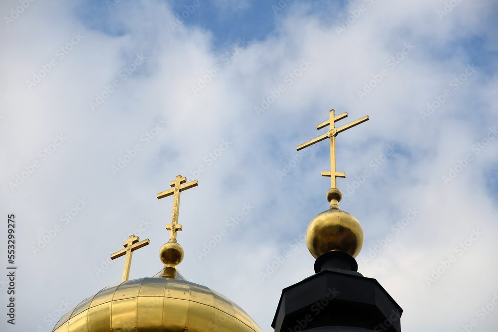 Dormition church. Kremlin in Dmitrov, old historical town in Moscow region, Russia. Color winter photo. Popular landmark.