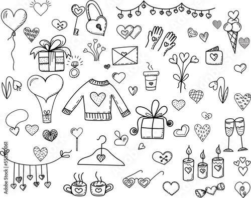 valentine's day, doodle sketch, vector