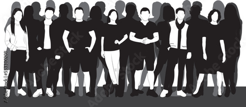 crowd people silhouette design vector isolated