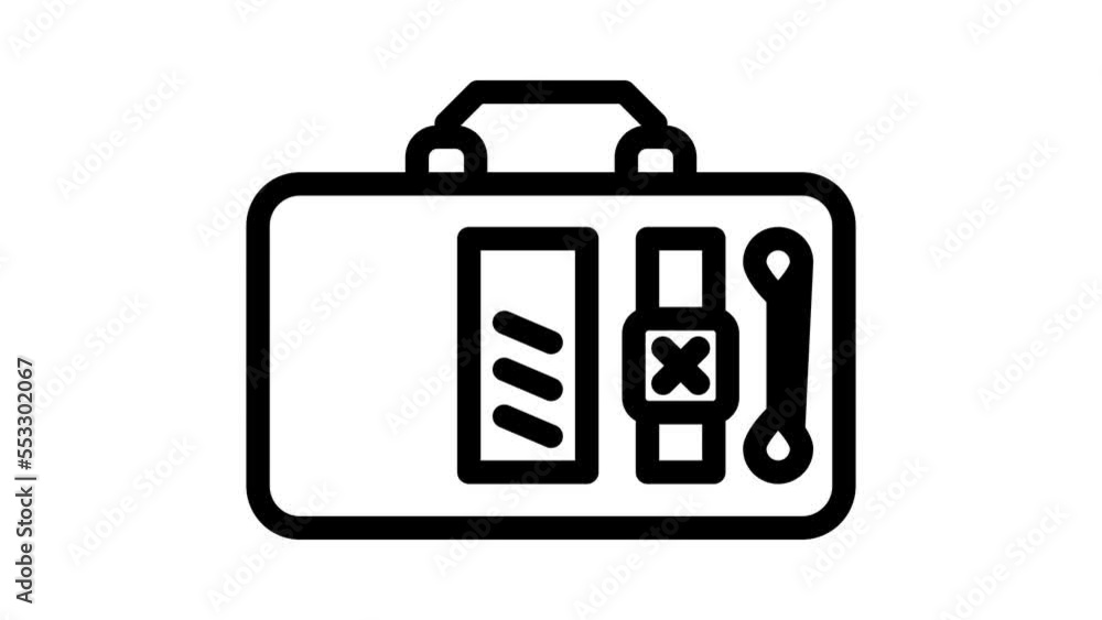 first aid kit line icon animation first aid kit line icon animation