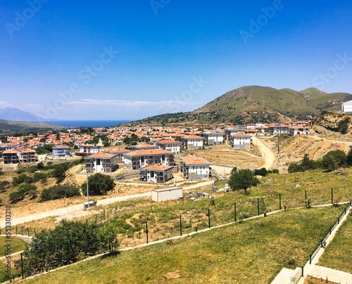 Gökceada, Imbros Island city center view with buildings, Kaleköy village, Semadirek, Samothrace. It is the largest island in Turkey, in the north-northeast of the Aegean Sea. © Arda ALTAY