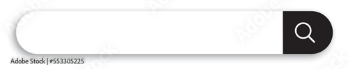 Search bar with shadow on transparent background. Search engine box user interface. Vector 10 EPS.