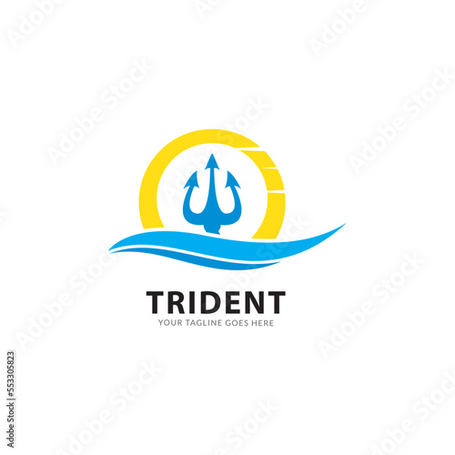 Trident Neptune God Poseidon Triton King Shiva Spear Label logo design