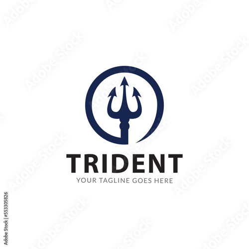 Trident Neptune God Poseidon Triton King Shiva Spear Label logo design