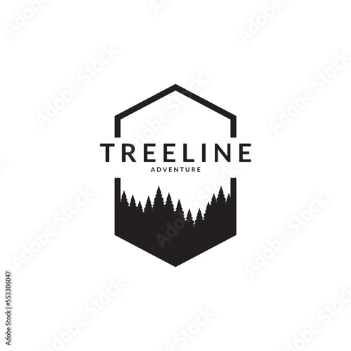 pine forest adventure logo vector template.