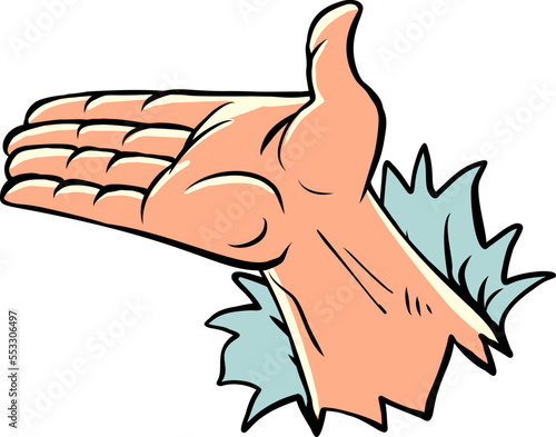 a man outstretched palm. asking for help, poverty and charity. Empty hand presentation gesture
