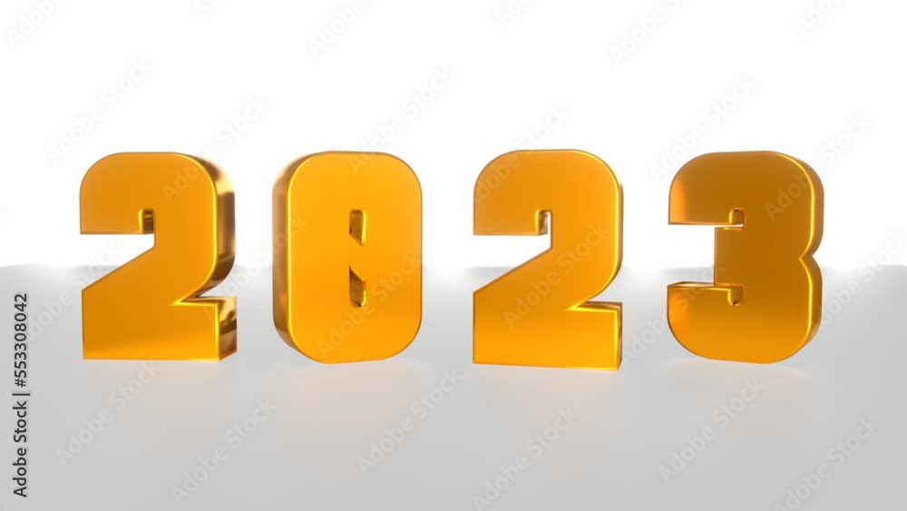 Stylish Gold 3D 2023 Text Bouncing on White Gradient Background, New Year 2023 Concept 4k Stylish Gold 3D 2023 Text Bouncing on White Gradient Background, New Year 2023 Concept 4k