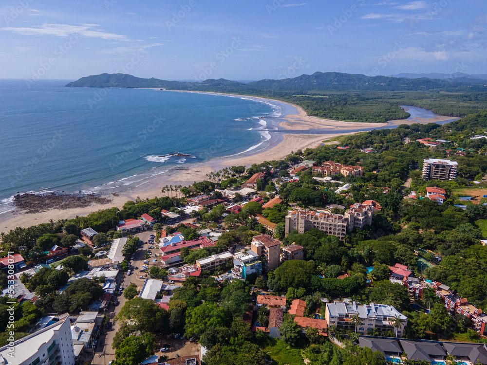 Beautiful aerial view of Tamarindo Beach and Town in Guanacaste Costa Rica