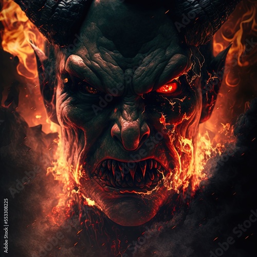 Tela illustration portrait of satan in hell made with generative ai