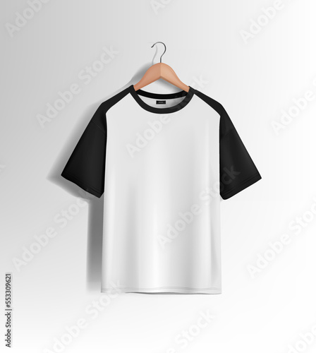 Men's slim-fitting short sleeve baseball shirt. Black Mock-up design template for branding