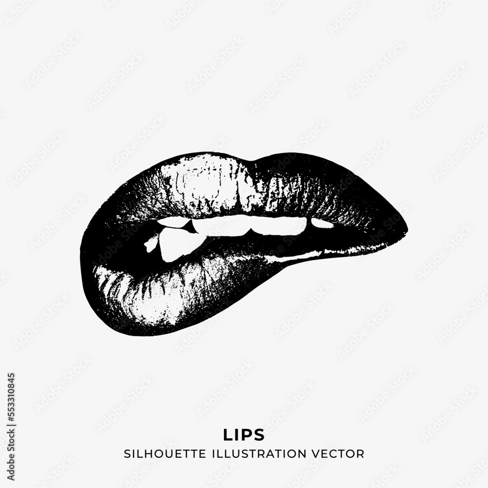 Obraz premium bitting lips silhouette illustration vector,