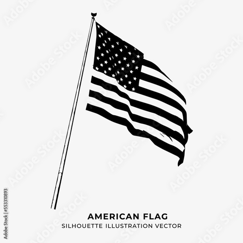 american flag silhouette illustration vector