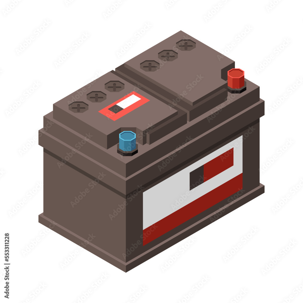 Car Battery Isometric Composition Car Battery Isometric Composition