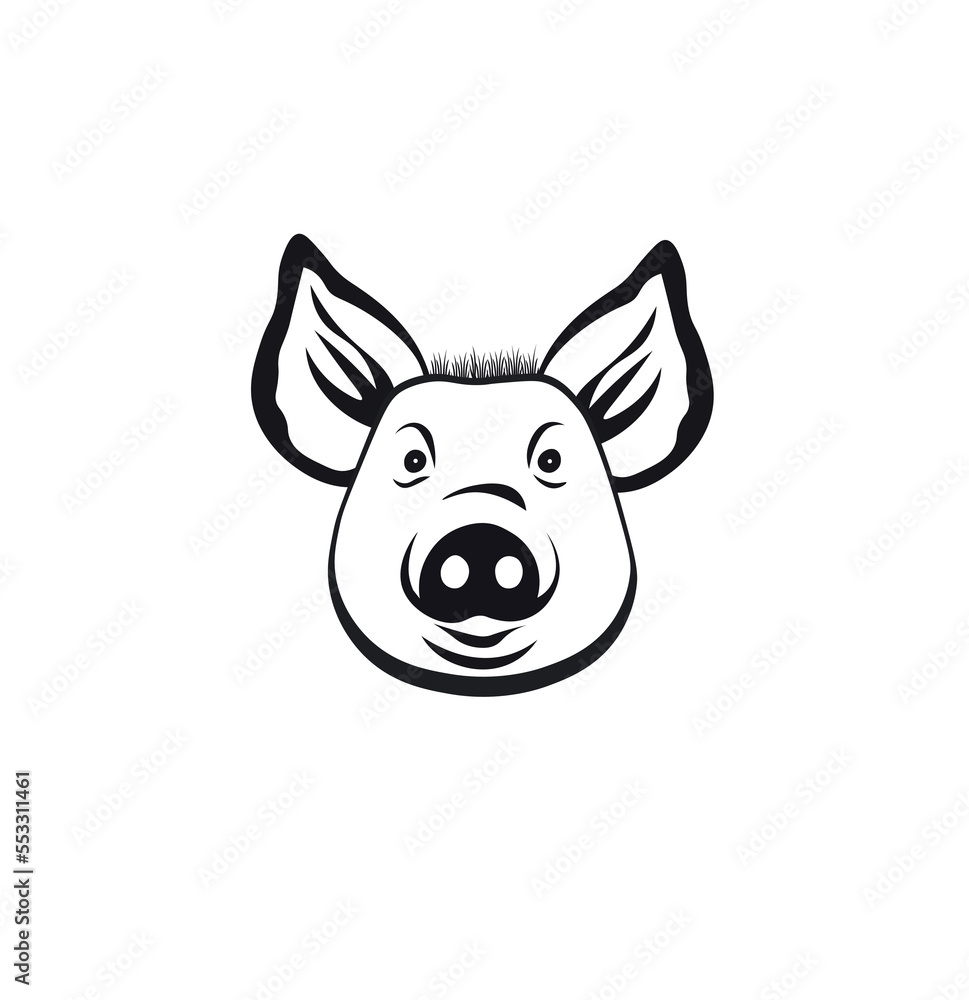 Vector of a pig head on white background. Farm Animals.
