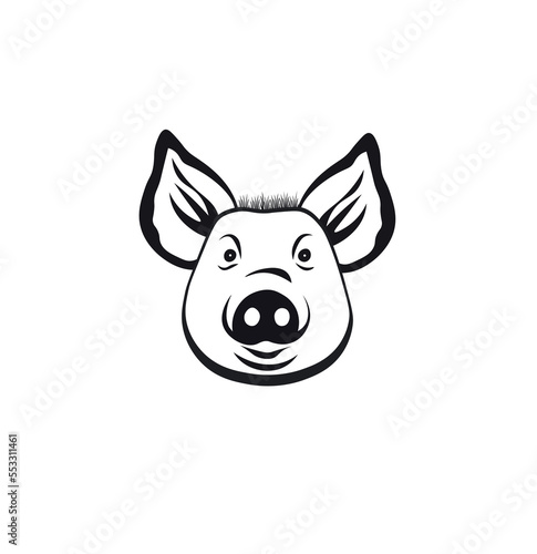 Vector of a pig head on white background. Farm Animals.