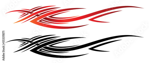 Sports car abstract tribal tattoo racing car body side sticker decoration. Eps 10 vector art image illustration. Side strip decal for car, auto, truck, boat, suv, motorcycle.