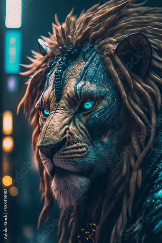 Lion is wearing a suit portrait