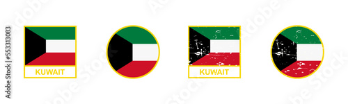 Set of flag of Kuwait in square and round shape isolated on white background. vector illustration Free Download Set of flag of Kuwait in square and round shape isolated on white background. vector illustration - GFXLoad