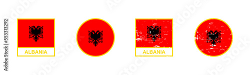 Set of flag of Albania in square and round shape isolated on white background. vector illustration