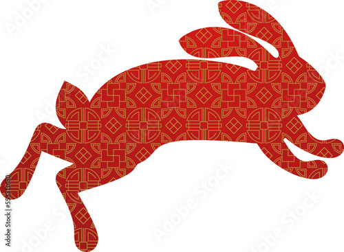 Red silhouette of cute bunny. Rabbit icon. Zodiac animals