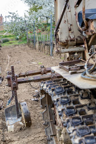 old agricultural machinery in vineyard, Szekszard region, Hungary