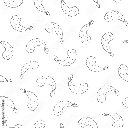 Japanese tempura shrimp seamless pattern