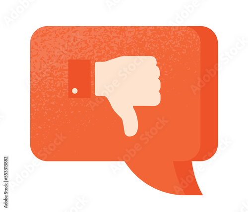 Red dislike icon. Symbol of dissatisfaction and bad feedback and negative reviews. Poster or banner for website, interface for programs, software and applications. Cartoon flat vector illustration