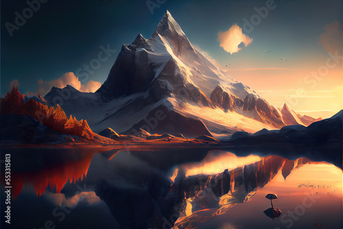 beautiful mountain peak landscape as wallpaper header background