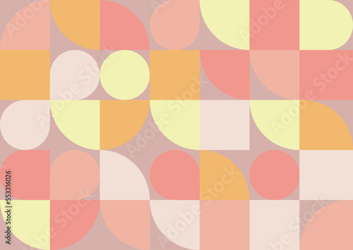 Wallpaper Mural Flat geometric mosaic pattern vector background with retro abstract color or geometry prints of rectangles, squares and circles shape design Torontodigital.ca