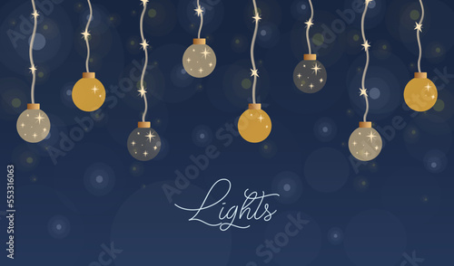 Fondo luces y esferas de fiesta nocturna