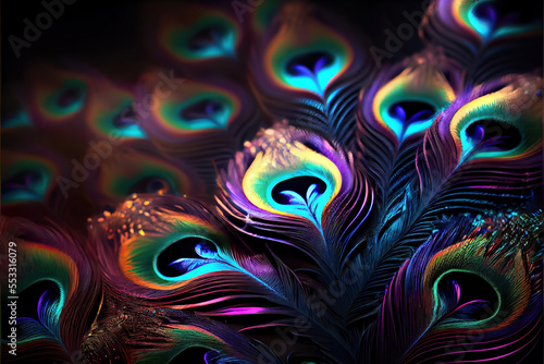 beautiful colorful abstract peacock feather background as header wallpaper