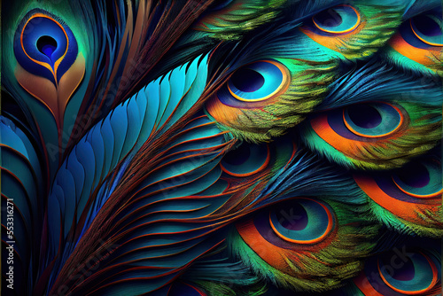 beautiful colorful abstract peacock feather background as header wallpaper © Gbor