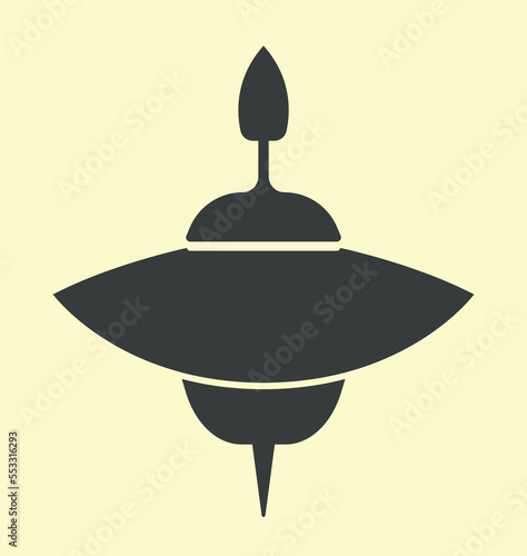 Baby whirligig icon. Toy for children, entertainment and play. Sticker for social networks and messengers. Graphic element for printing on fabric in minimalist style. Cartoon flat vector illustration