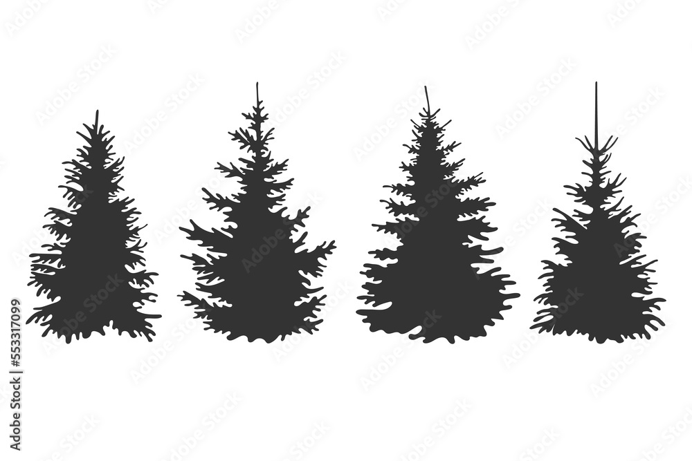 Obraz premium set of silhouettes of fir trees.