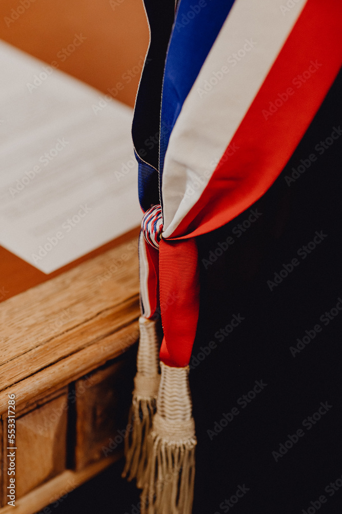 L'écharpe tricolore du maire Stock Photo | Adobe Stock