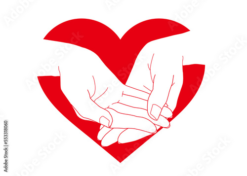 ハートマークと手