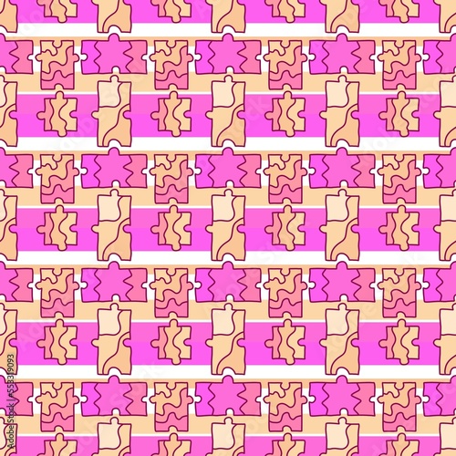 Fototapeta Naklejka Na Ścianę i Meble -  Cartoon seamless puzzles game toys pattern for kids clothes print and wrapping paper and linens and festive packaging