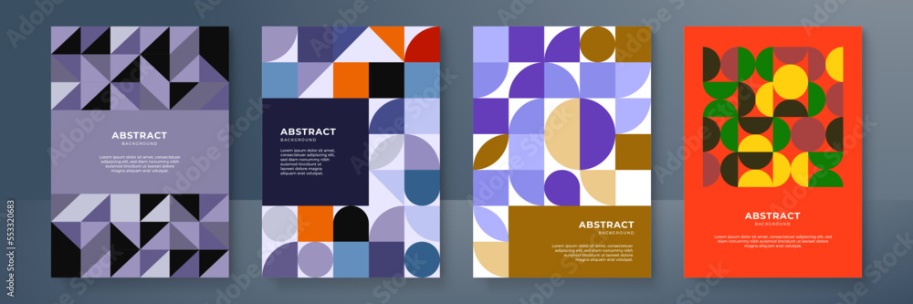 Obraz premium Flat geometric mosaic pattern poster design template background