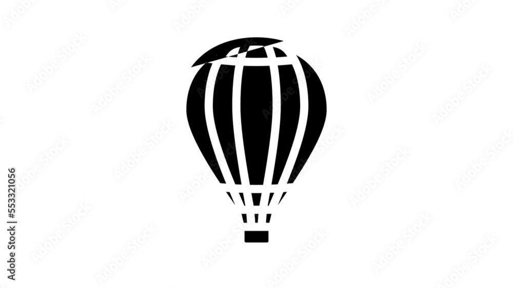 balloon flying transport line icon animation balloon flying transport line icon animation