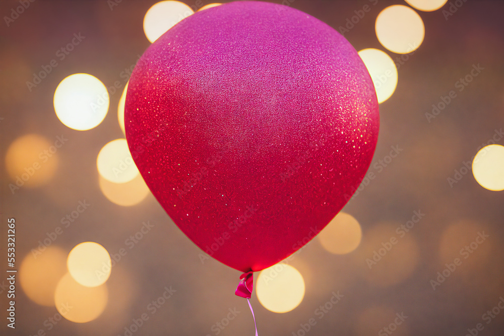 Red balloon in the center and light bokeh background Red balloon in the center and light bokeh background