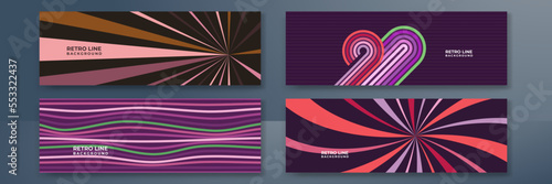 Simple abstract 1970 s background design in futuristic retro style with colorful lines. Vector illustration.