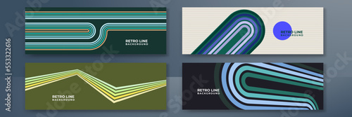 Simple abstract 1970's background design in futuristic retro style with colorful lines. Vector illustration.