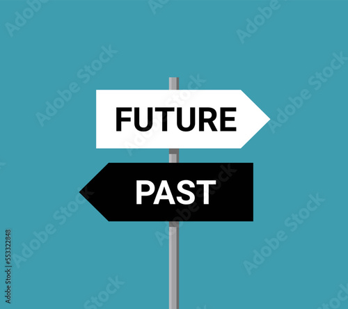 Future past present board icon. Now pas and future way destiny sign