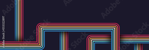 Abstract 1970's background design in futuristic retro style with colorful lines. Vector illustration.