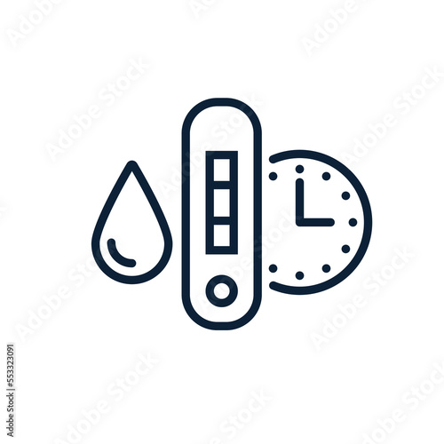 Covid pcr test vector line icon. Corona virus covid19 tube test medical laboratory