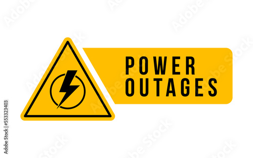 Power outage vector blackout failure electric warning logo symbol background. Power outage attention caution banner. photo
